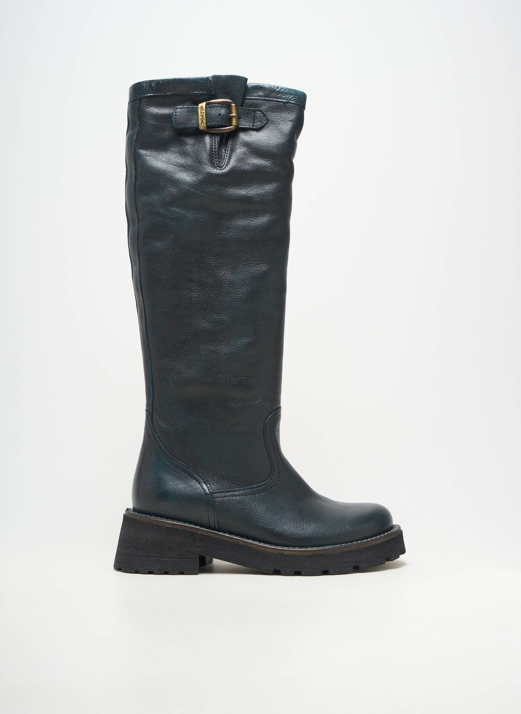 Bottes matière lisse talon de 4 à 6cm vert FELMINI femme