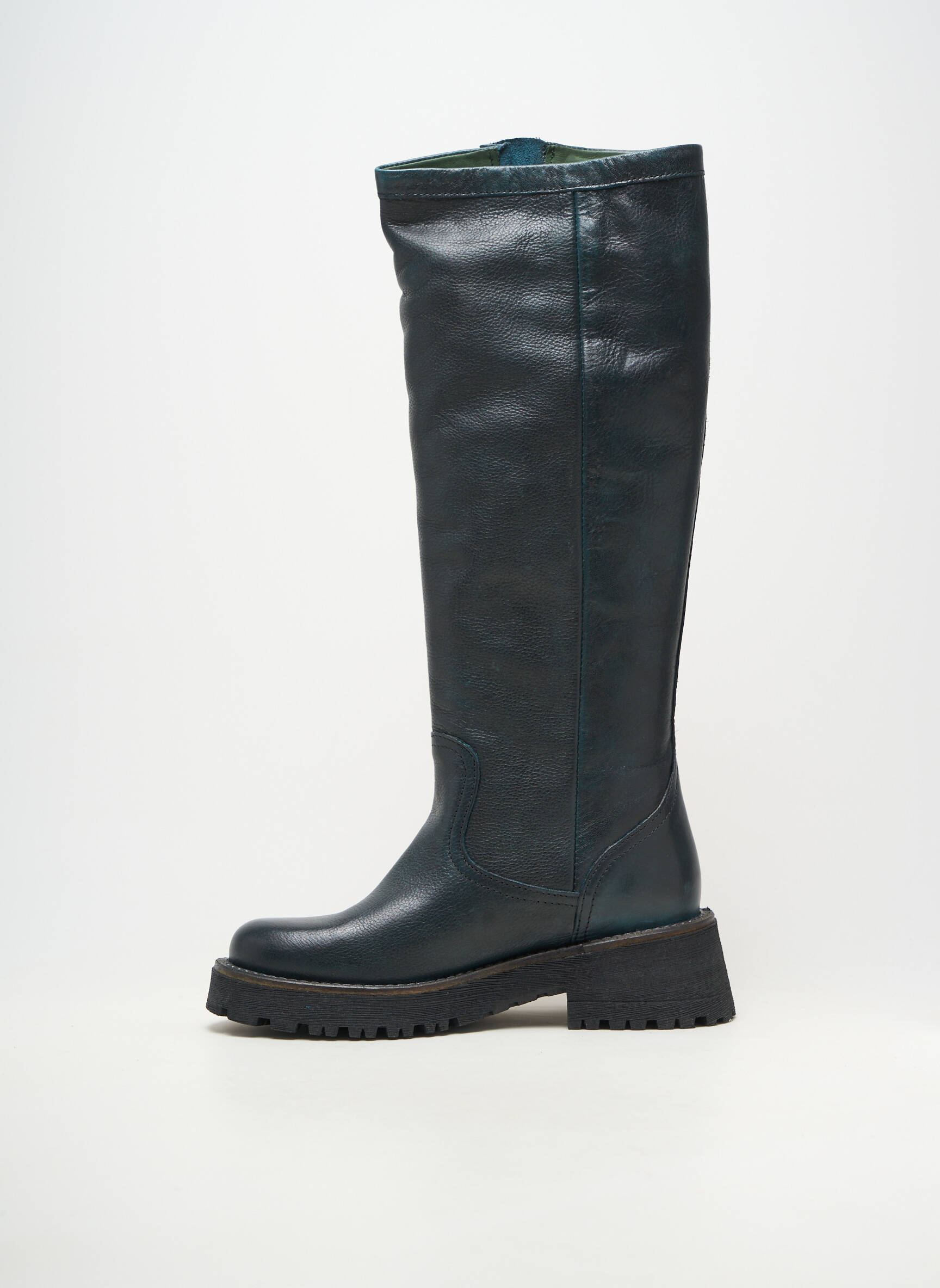 Bottes matière lisse talon de 4 à 6cm vert FELMINI femme