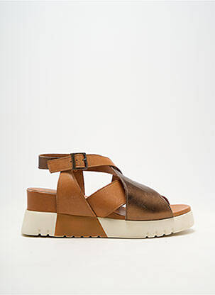 Sandales/nu pieds matière lisse talon de 4 à 6cm marron FELMINI femme