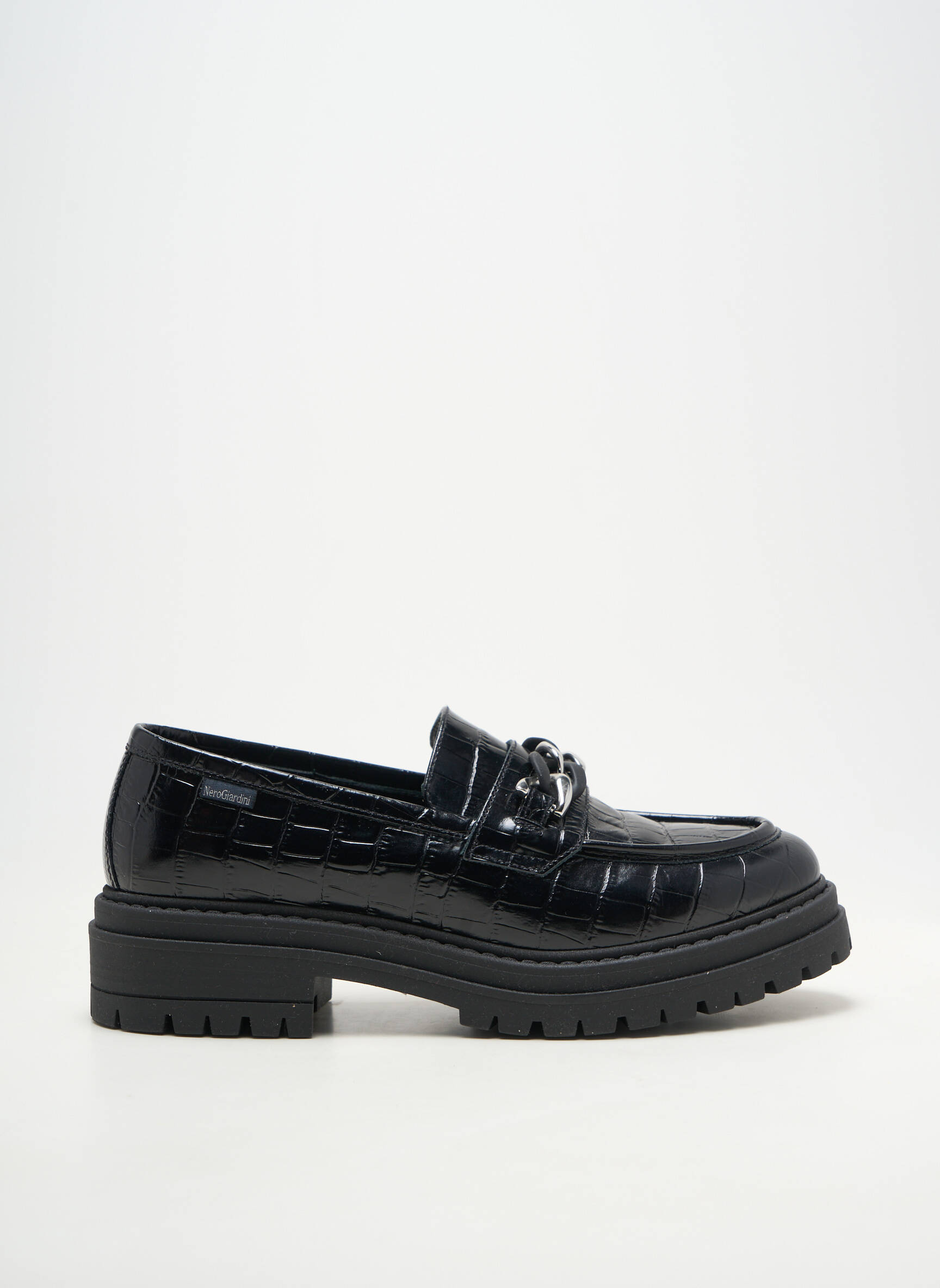 Mocassins matière lisse talon de 4 à 6cm noir NERO GIARDINI femme