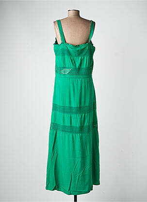 Robe longue coupe évasée fines bretelles vert FREEMAN T.PORTER femme