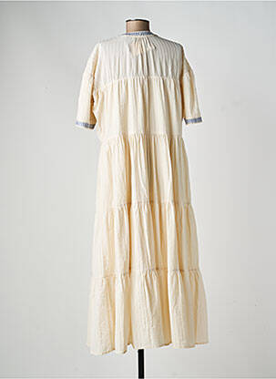 Robe longue coupe évasée manches courtes beige SCOTCH & SODA femme