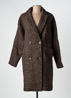 Manteau long coupe droite sans capuche marron MKT STUDIO femme