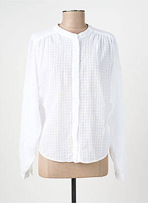 Chemisier tissage crêpe manches longues blanc SACRÉCOEUR femme