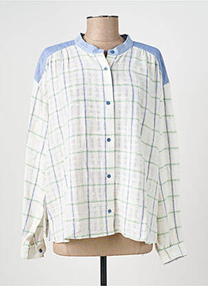 Chemisier tissage crêpe manches longues bleu SACRÉCOEUR femme