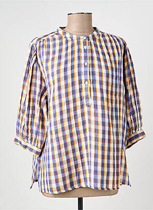 Chemisier tissage crêpe manches 3/4 bleu MKT STUDIO femme