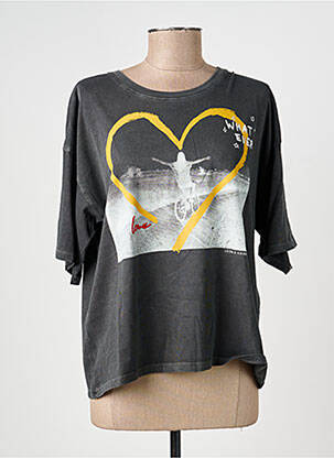 T-shirt sérigraphie manches courtes gris LEON & HARPER femme