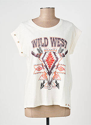 T-shirt coupe droite manches courtes beige MKT STUDIO femme