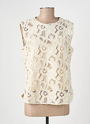 Top coupe cintrée sans manche beige SCOTCH & SODA femme