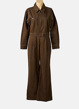 Combi-pantalon col chemisier manches longues marron SUNCOO femme