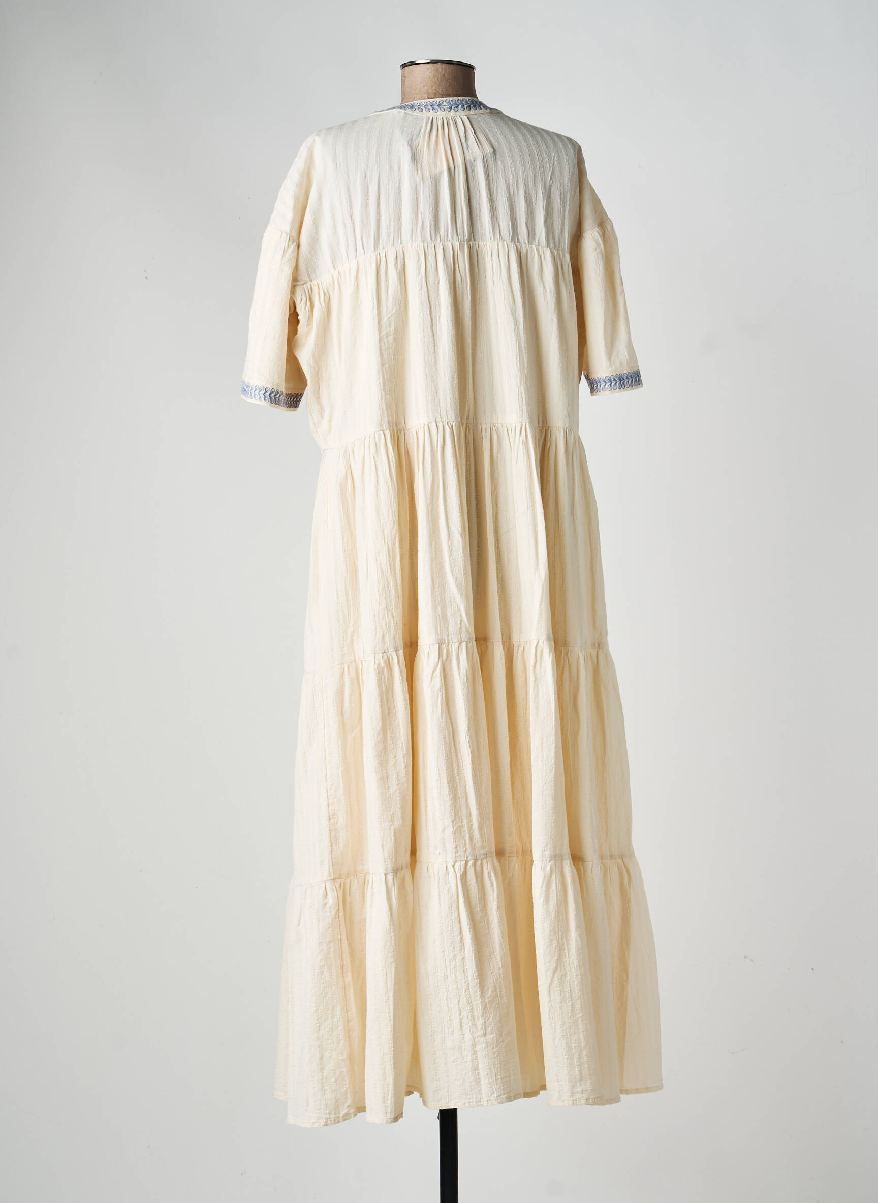 Robe longue manches courtes manches courtes beige SCOTCH & SODA femme