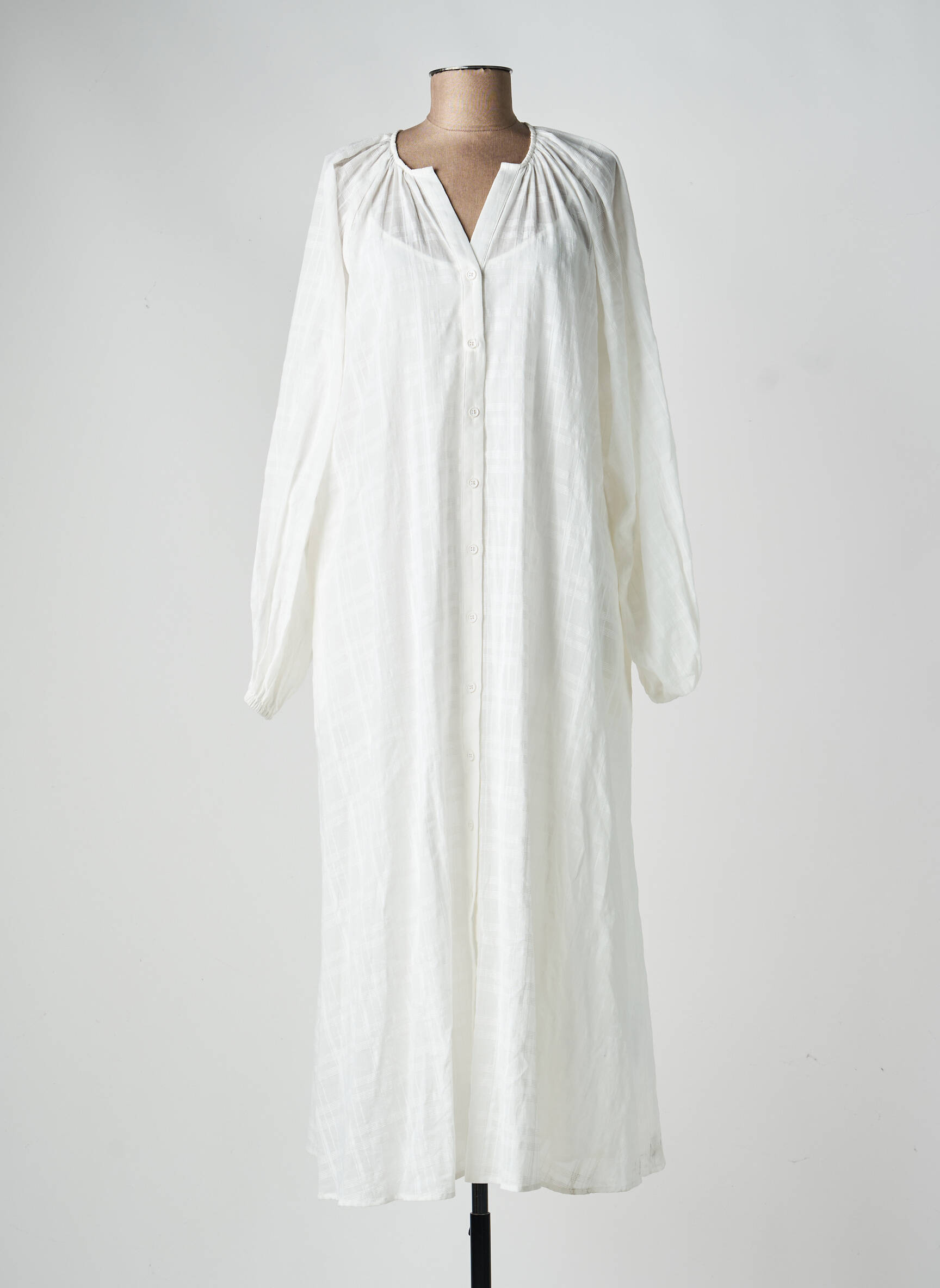 Robe longue manches longues manches longues blanc SUNCOO femme