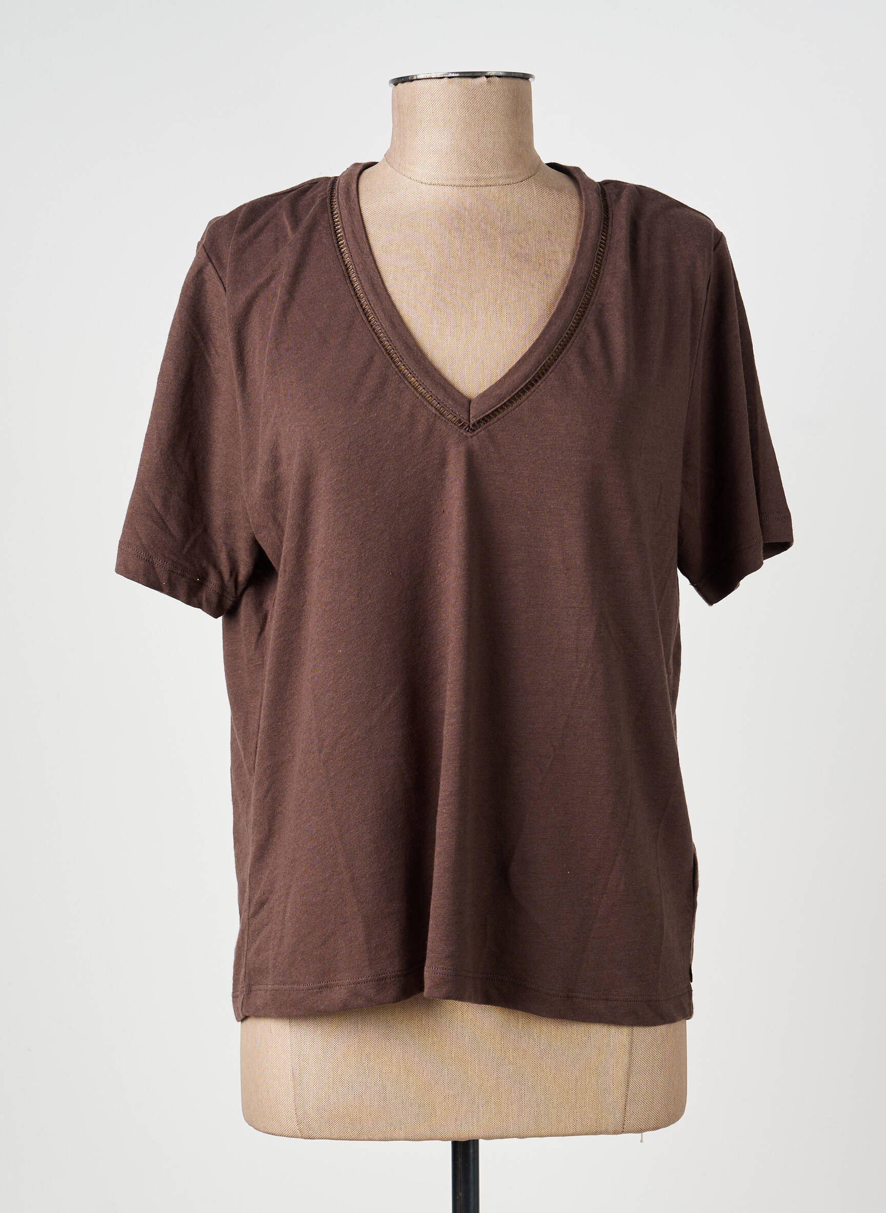 T-shirt coupe droite manches courtes marron SCOTCH & SODA femme
