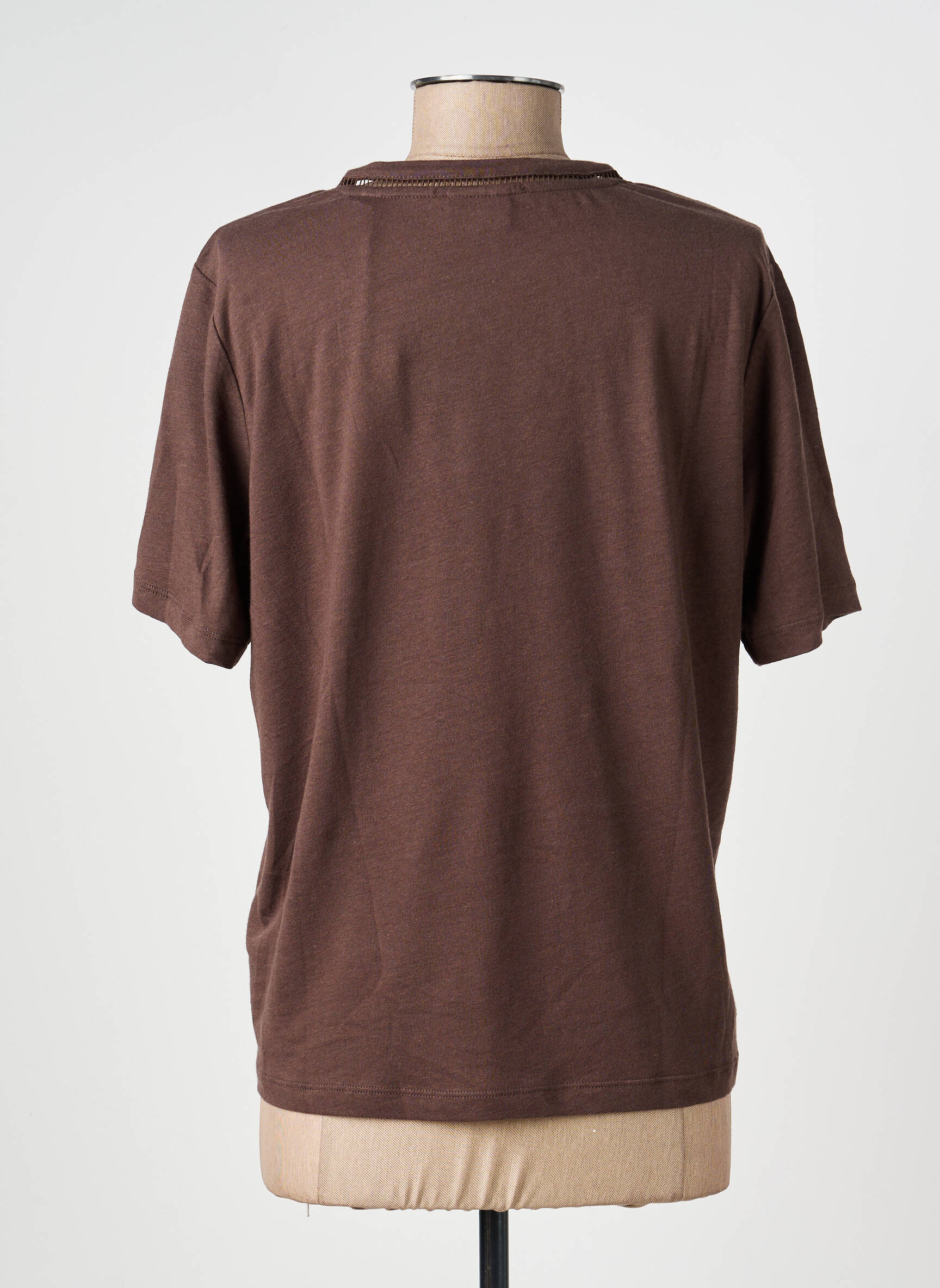 T-shirt coupe droite manches courtes marron SCOTCH & SODA femme