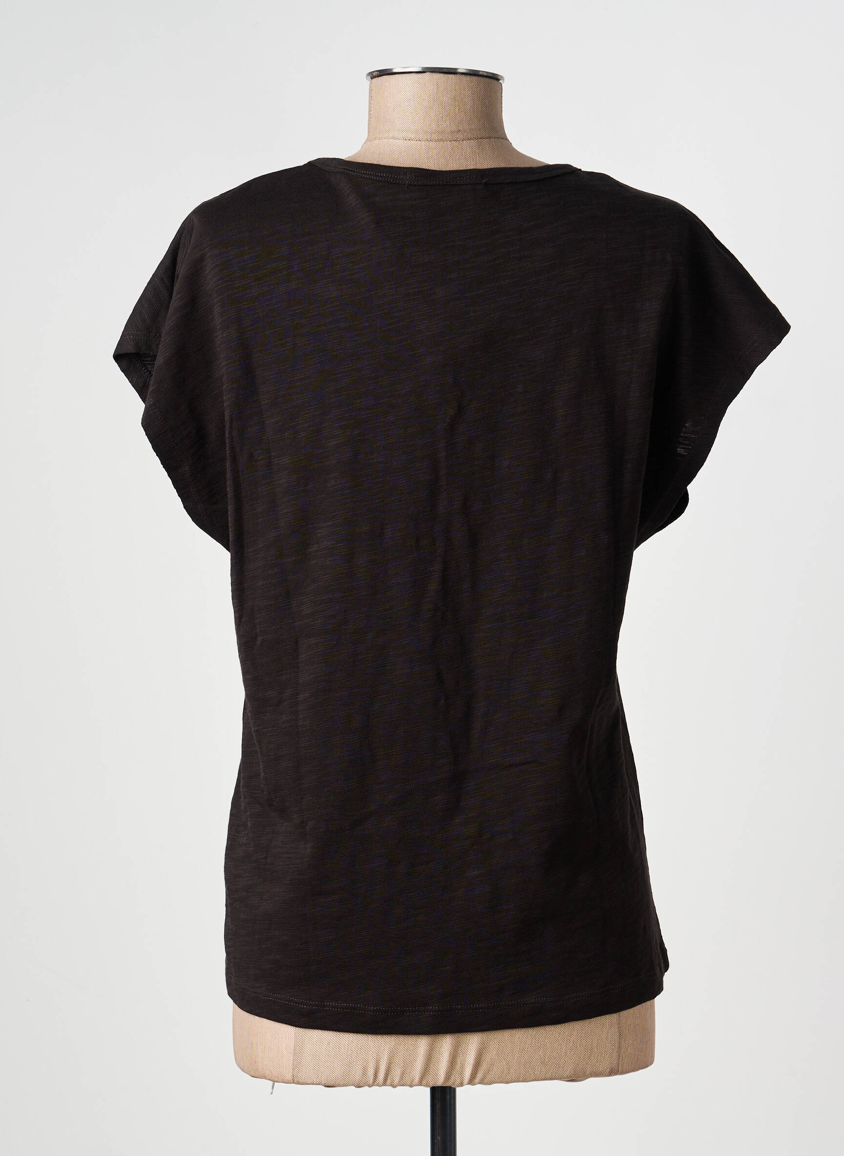 T-shirt col v manches courtes marron SCOTCH & SODA femme