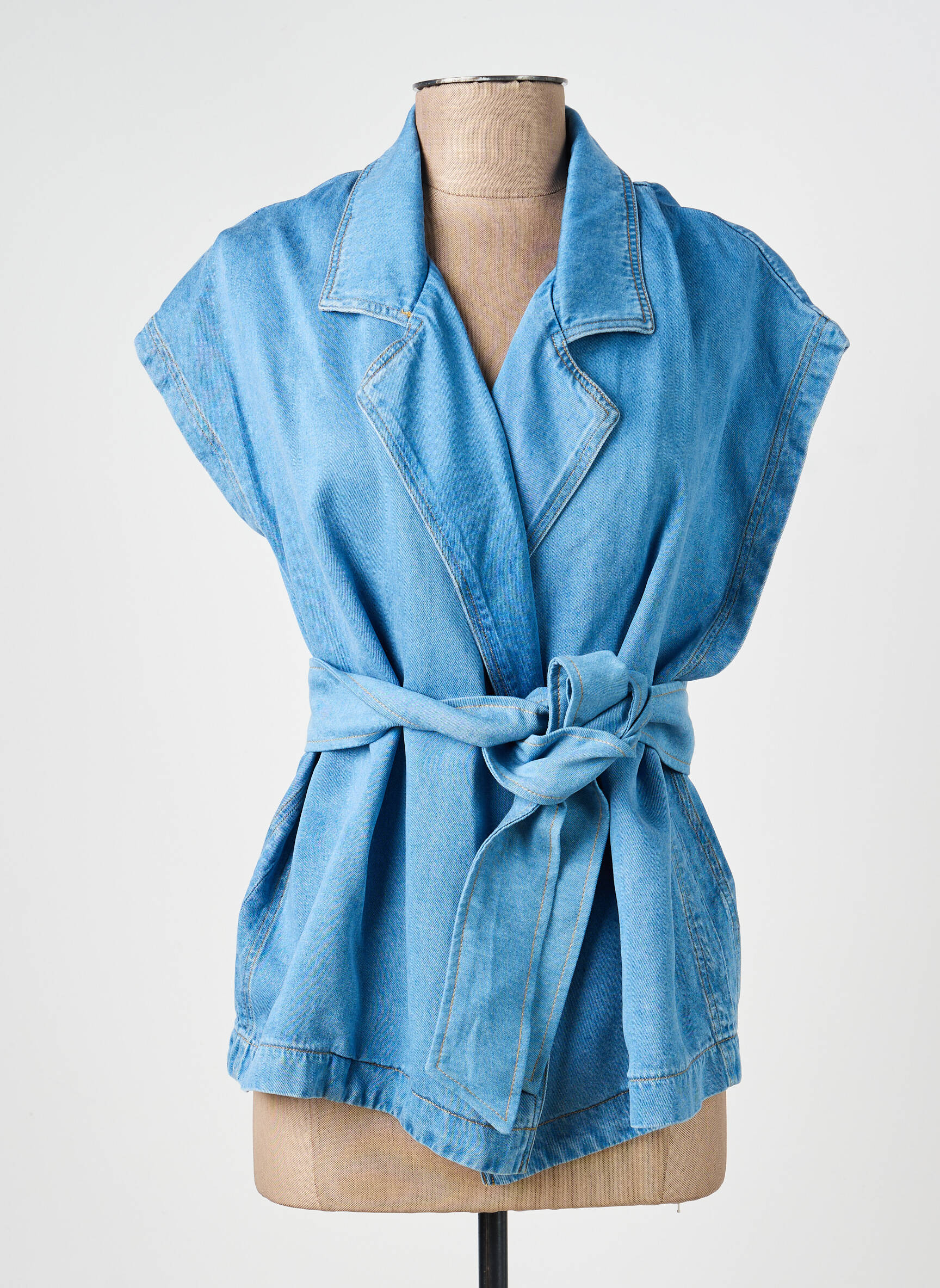 Veste casual col tailleur bleu SACRÉCOEUR femme
