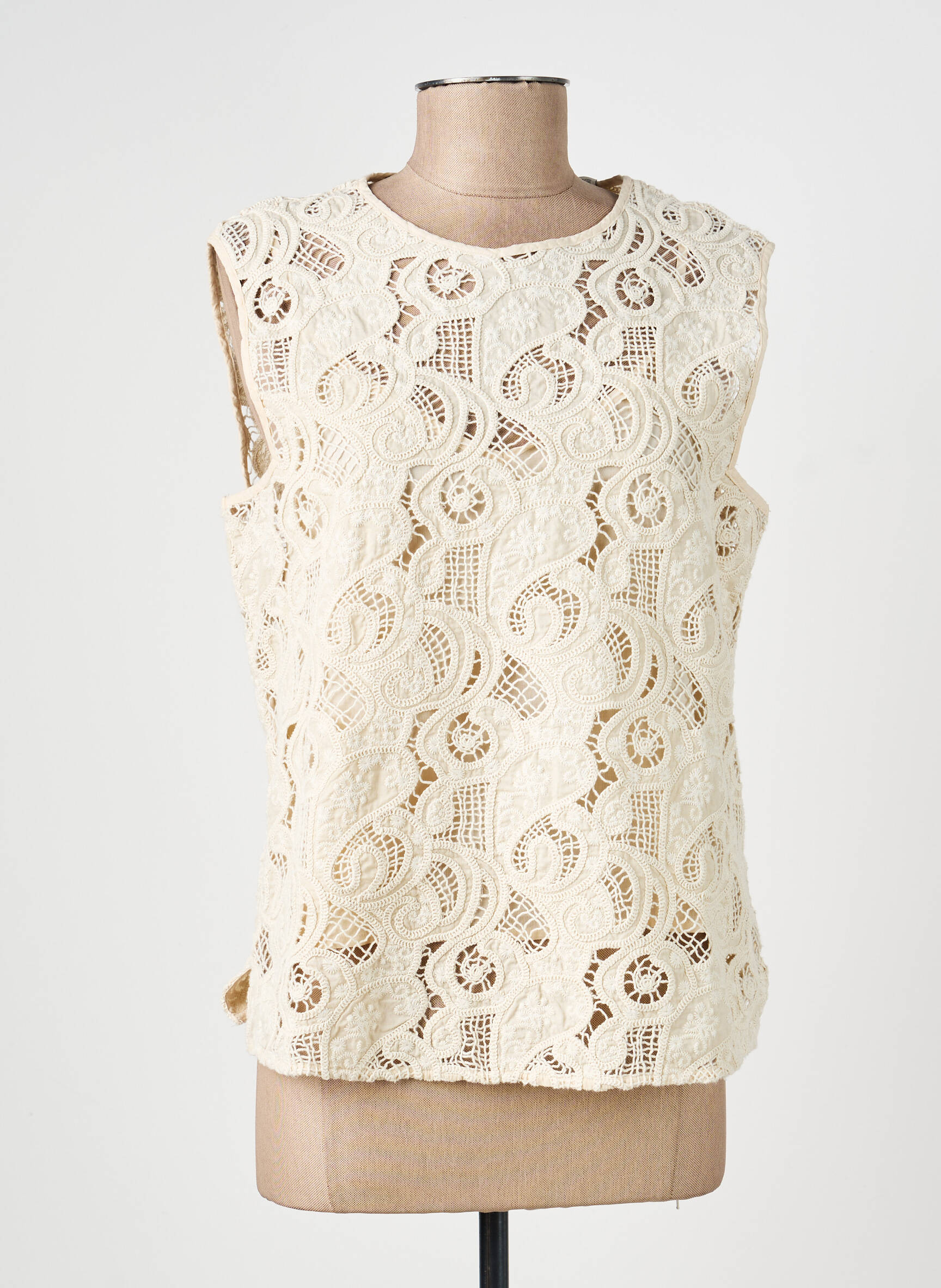 Top coupe cintrée sans manche beige SCOTCH & SODA femme