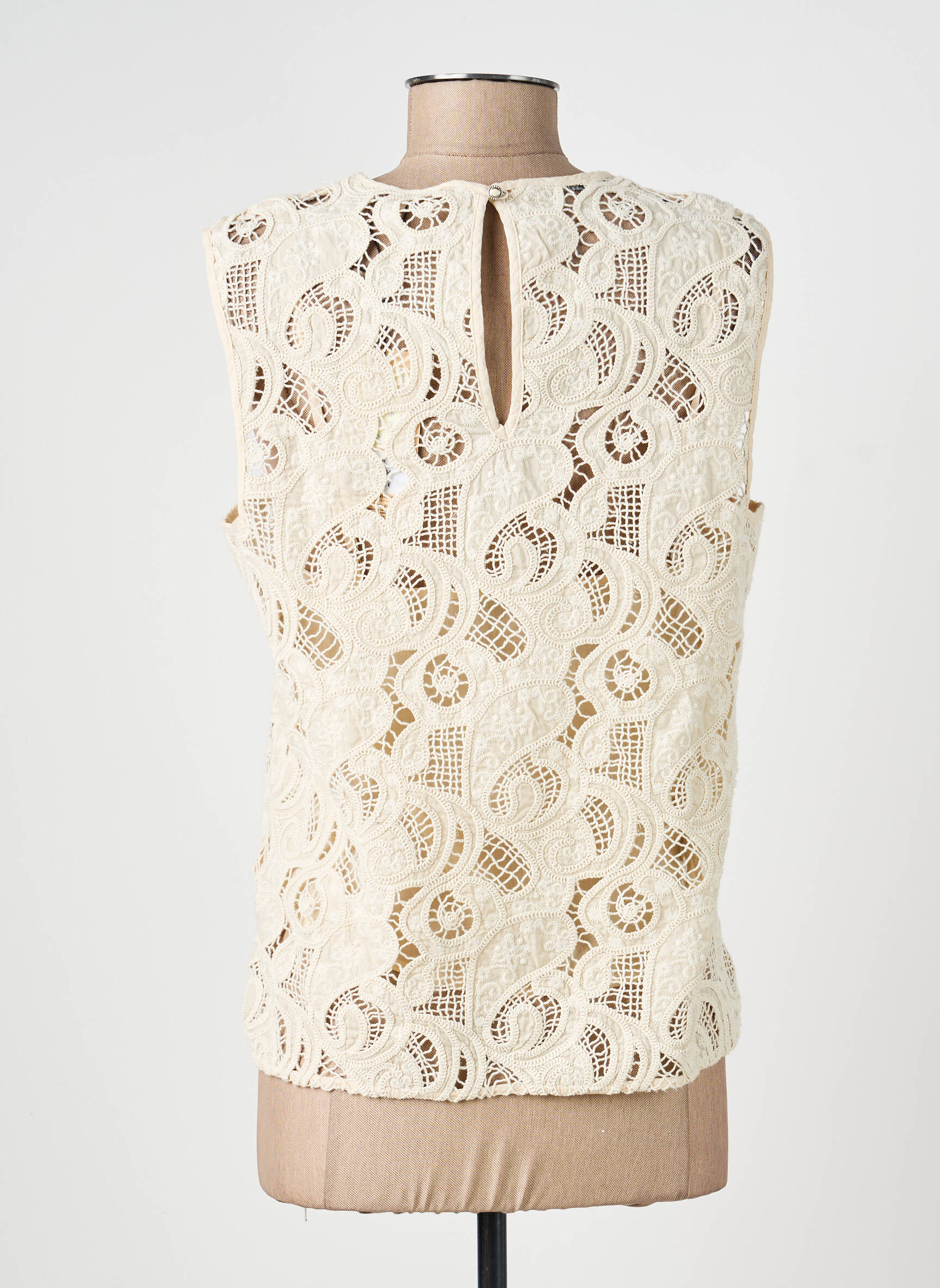 Top coupe cintrée sans manche beige SCOTCH & SODA femme