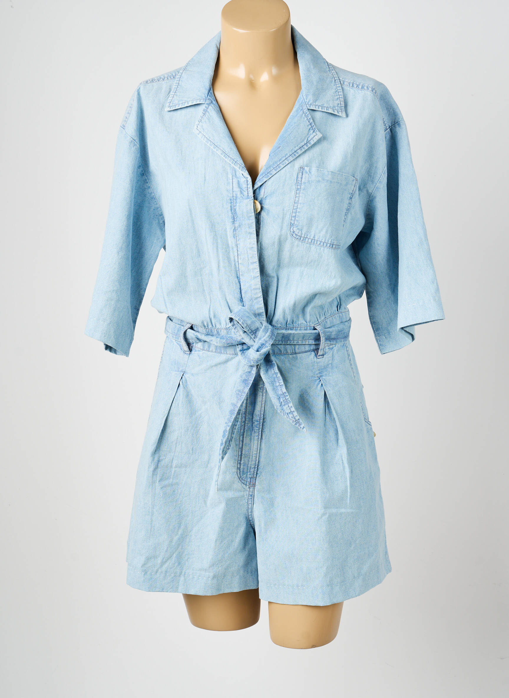 Combishort fermeture boutonnée sur le devant manches courtes bleu SCOTCH & SODA femme