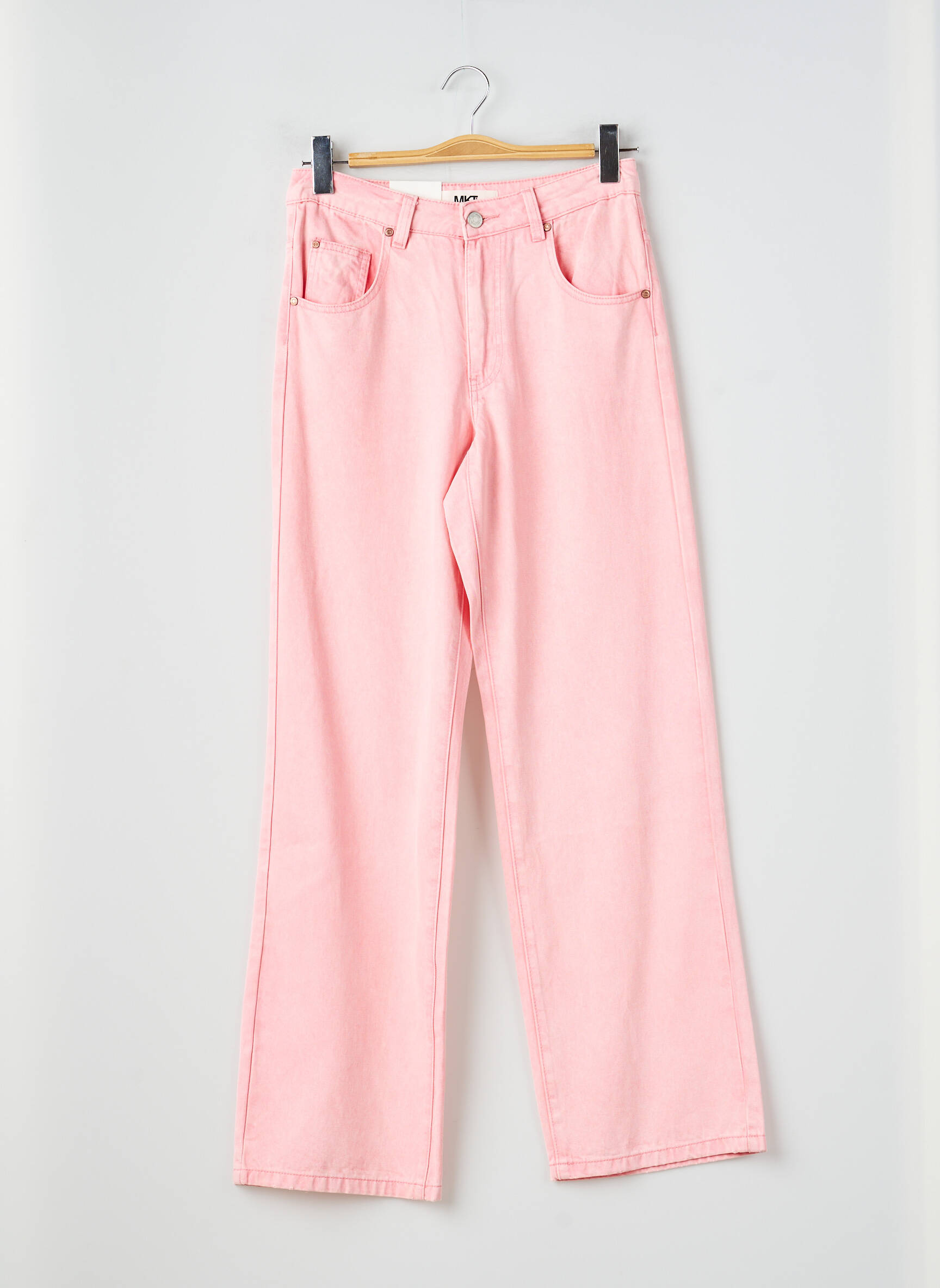 Jeans coupe large poches taille haute rose MKT STUDIO femme