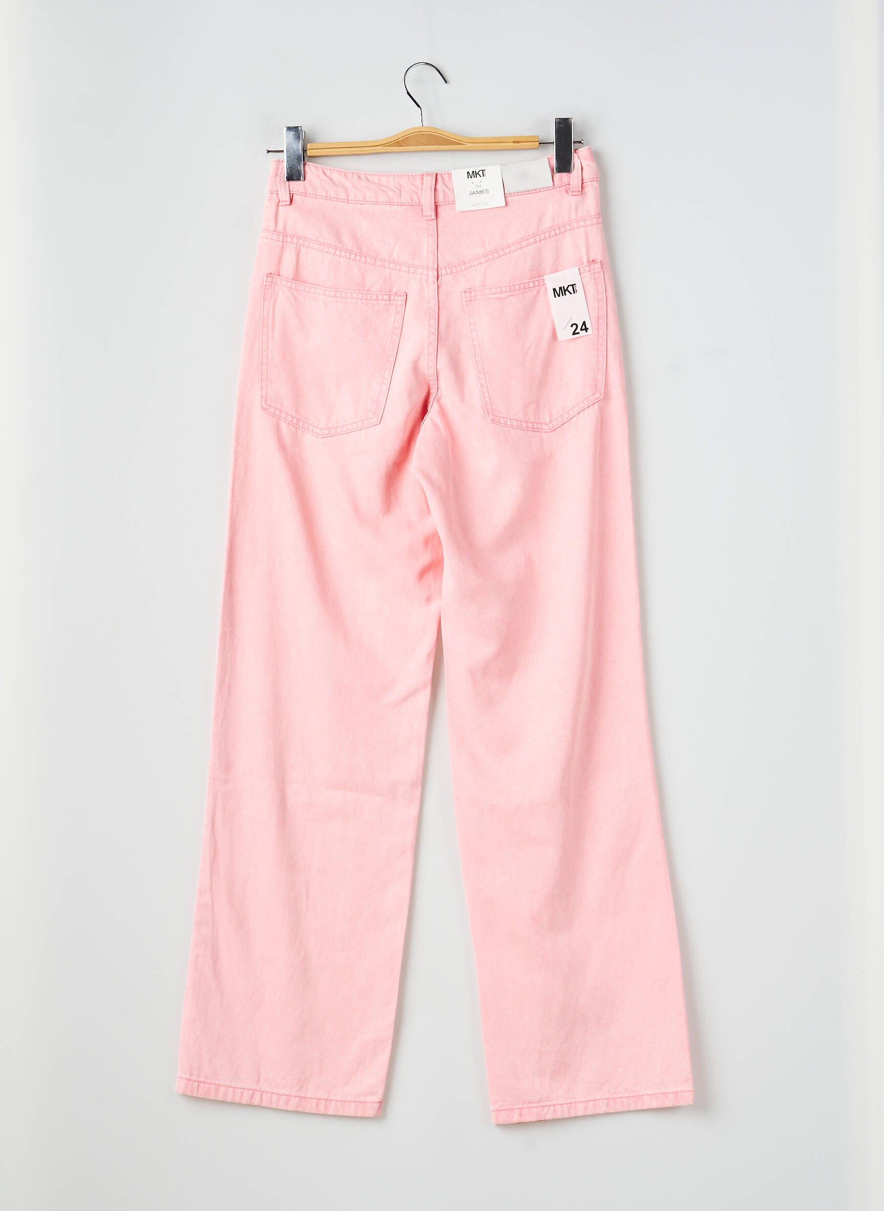 Jeans coupe large poches taille haute rose MKT STUDIO femme