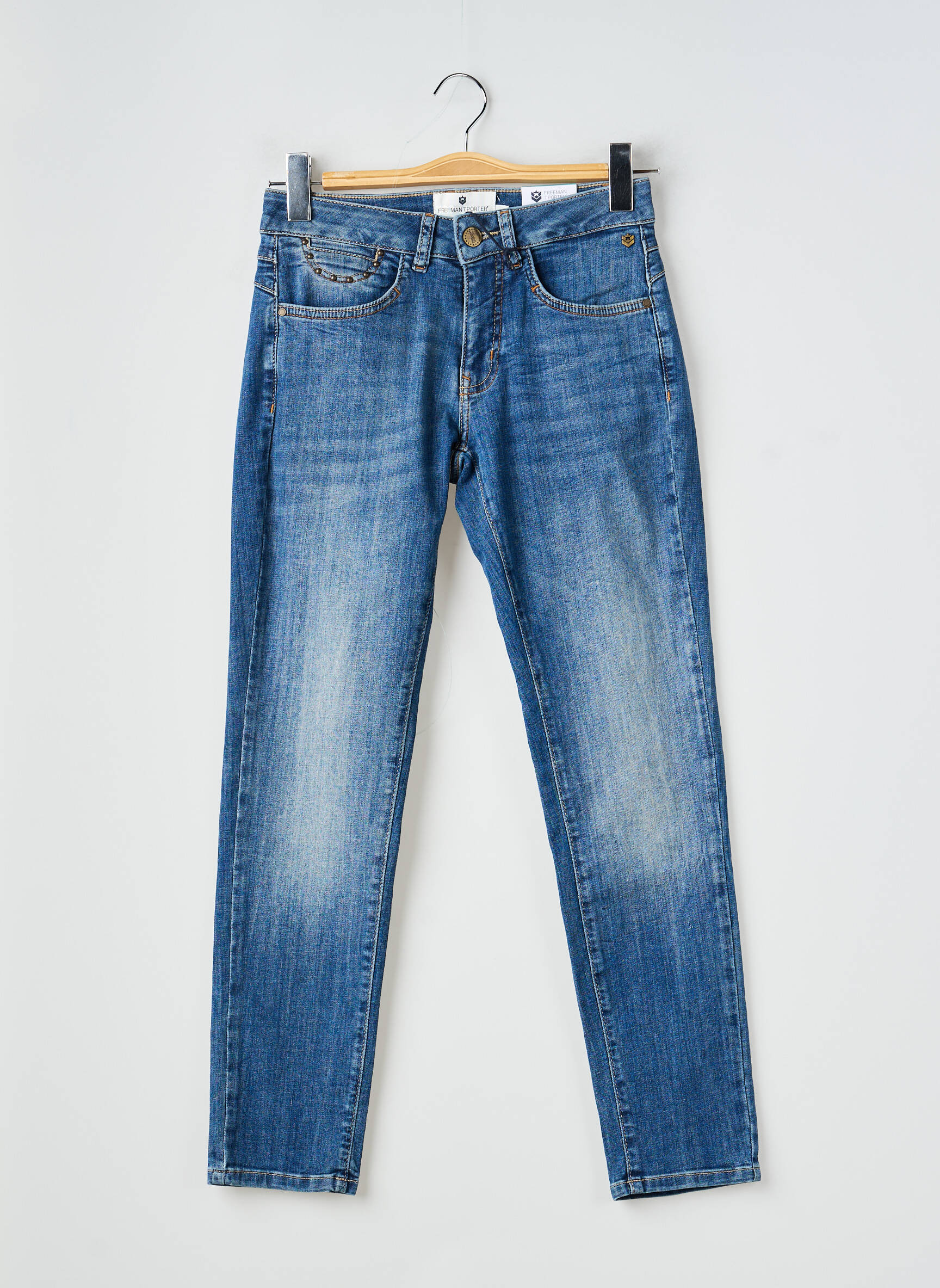 Jeans coupe slim stretch taille normale bleu FREEMAN T.PORTER femme
