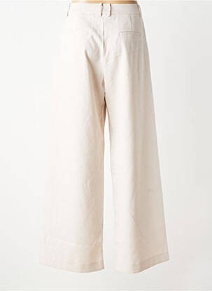 Pantalon large tissage crêpe taille haute beige SUNCOO femme