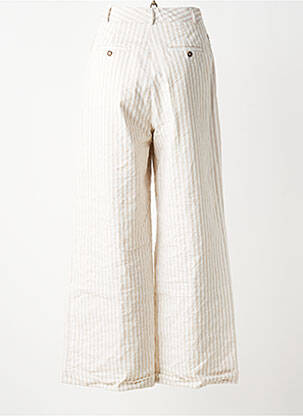 Pantalon large tissage popeline taille haute beige LEON & HARPER femme