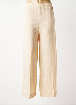 Pantalon large tissage popeline taille haute beige SACRÉCOEUR femme