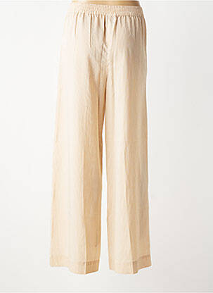 Pantalon large tissage popeline taille haute beige SACRÉCOEUR femme