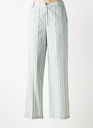 Pantalon large tissage popeline taille haute bleu MKT STUDIO femme