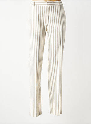 Pantalon chino fermeture zippée sous rabat avec crochet taille normale beige MKT STUDIO femme