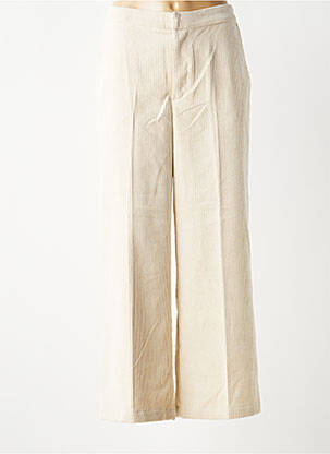 Pantalon large fermeture zippée sous rabat avec crochet taille normale beige MKT STUDIO femme