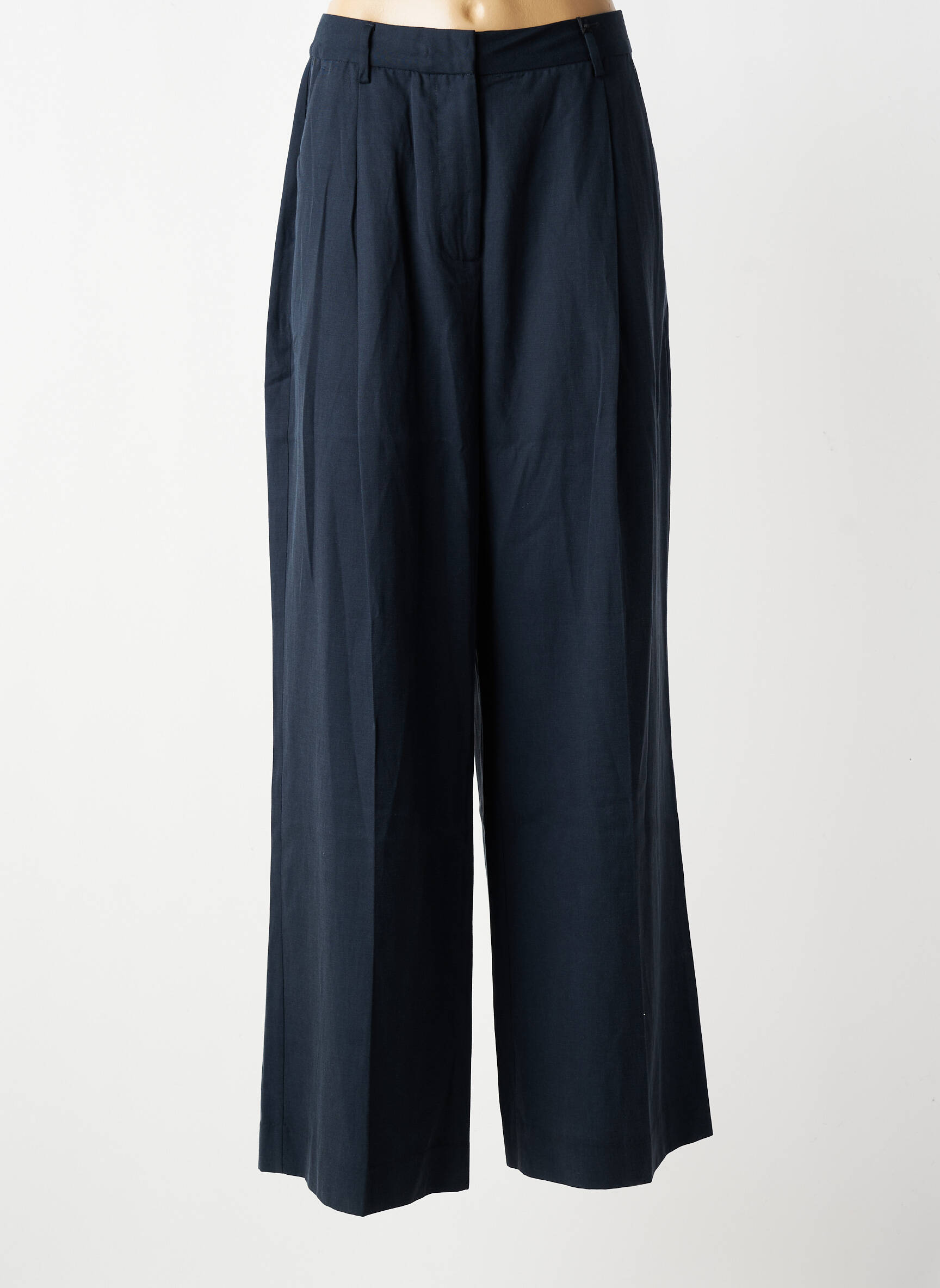 Pantalon large tissage crêpe taille haute bleu SCOTCH & SODA femme