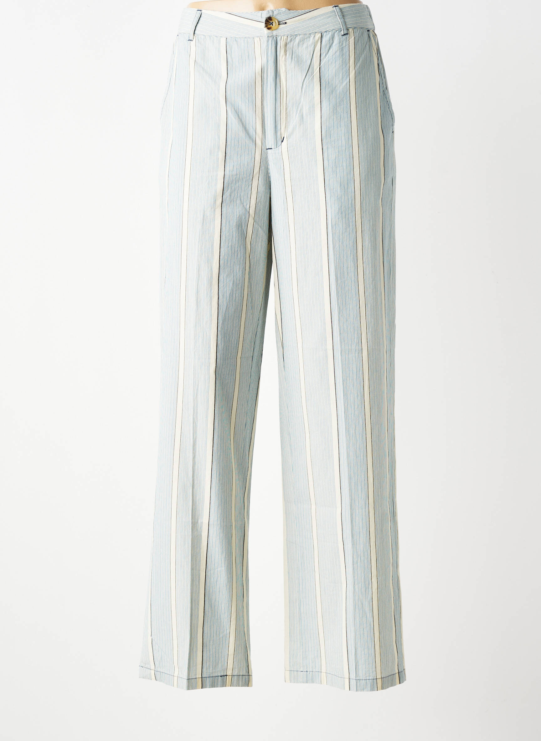 Pantalon large tissage popeline taille haute bleu MKT STUDIO femme