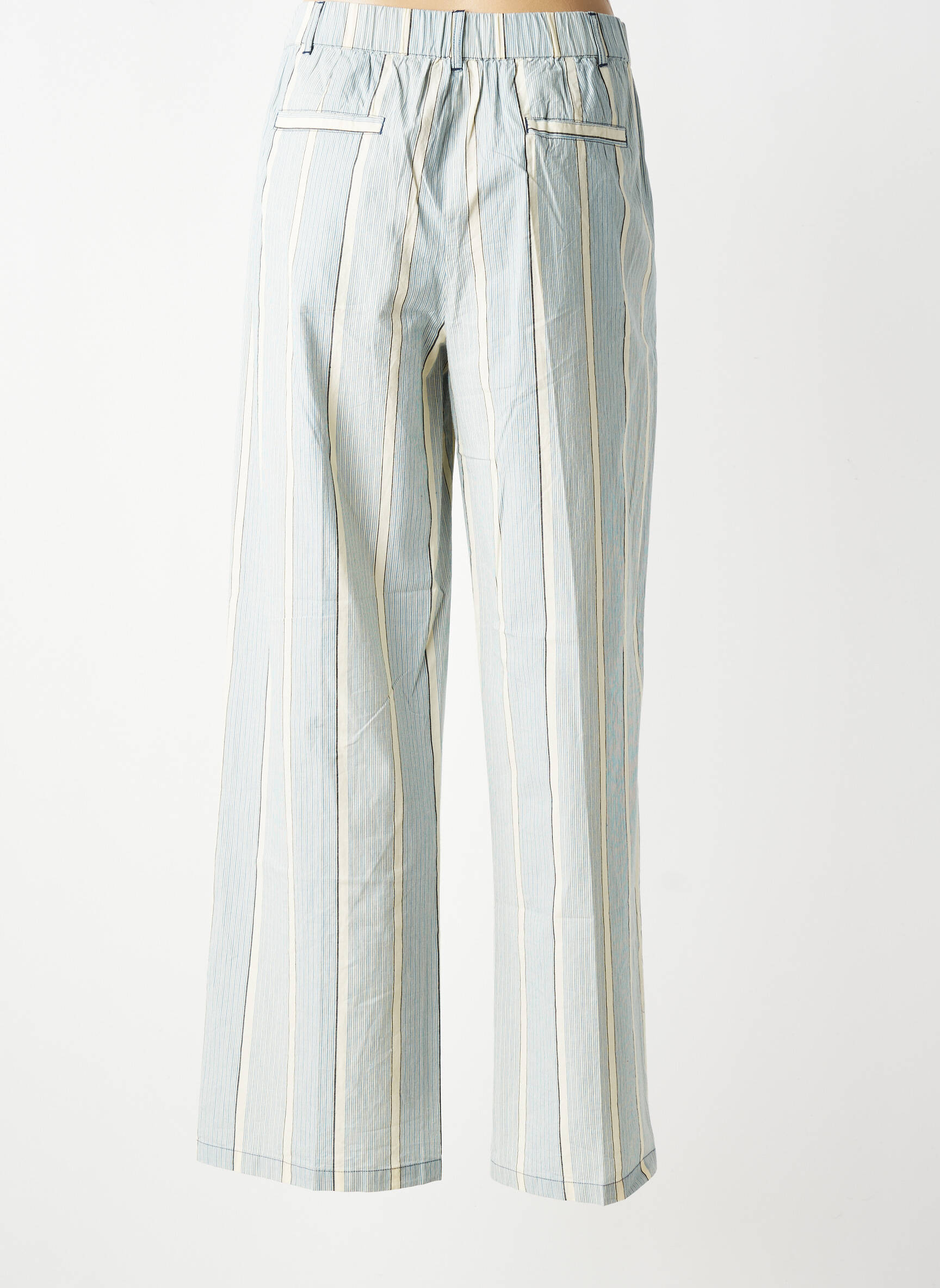 Pantalon large tissage popeline taille haute bleu MKT STUDIO femme