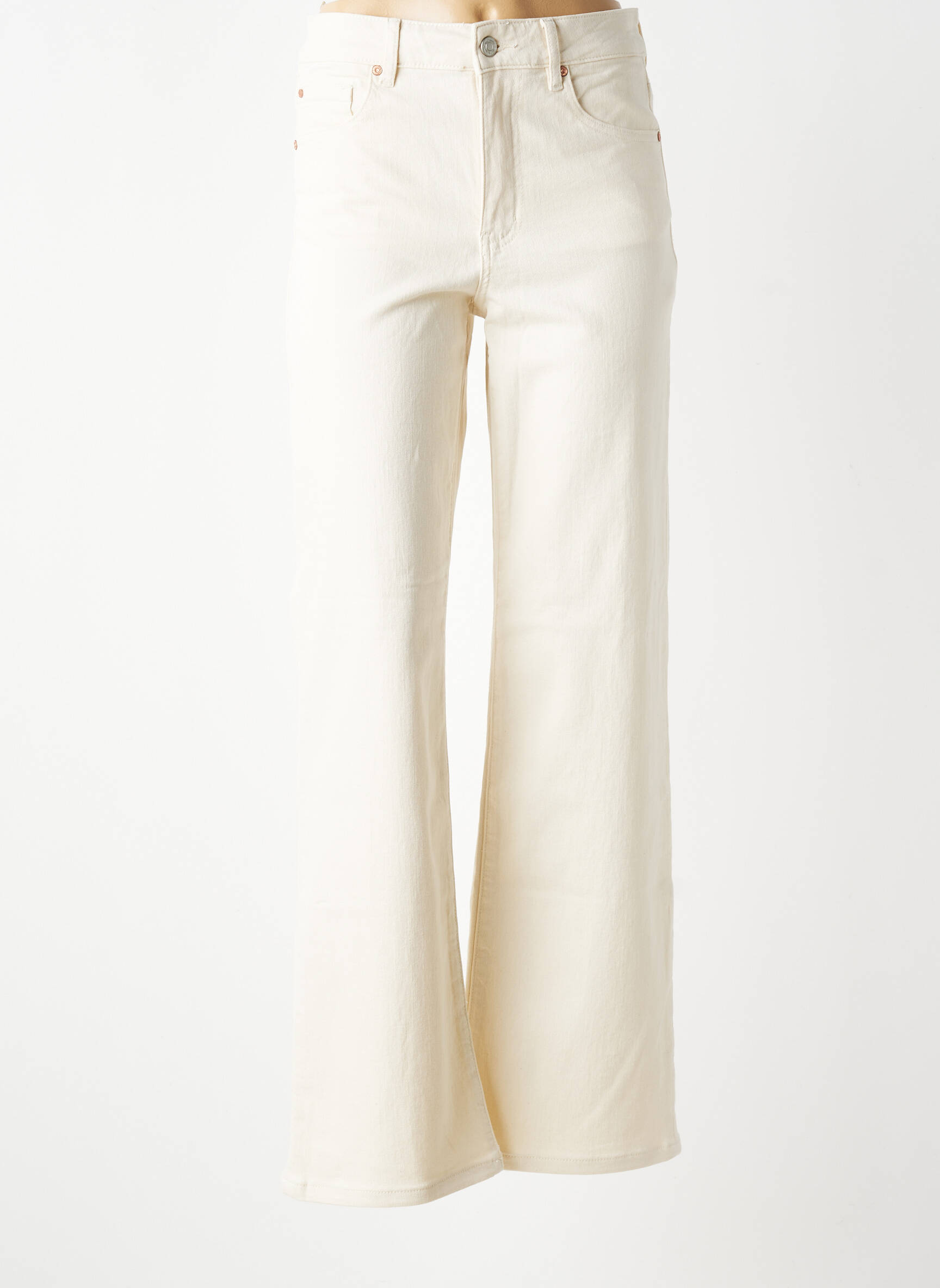 Jeans coupe large stretch taille haute beige MKT STUDIO femme