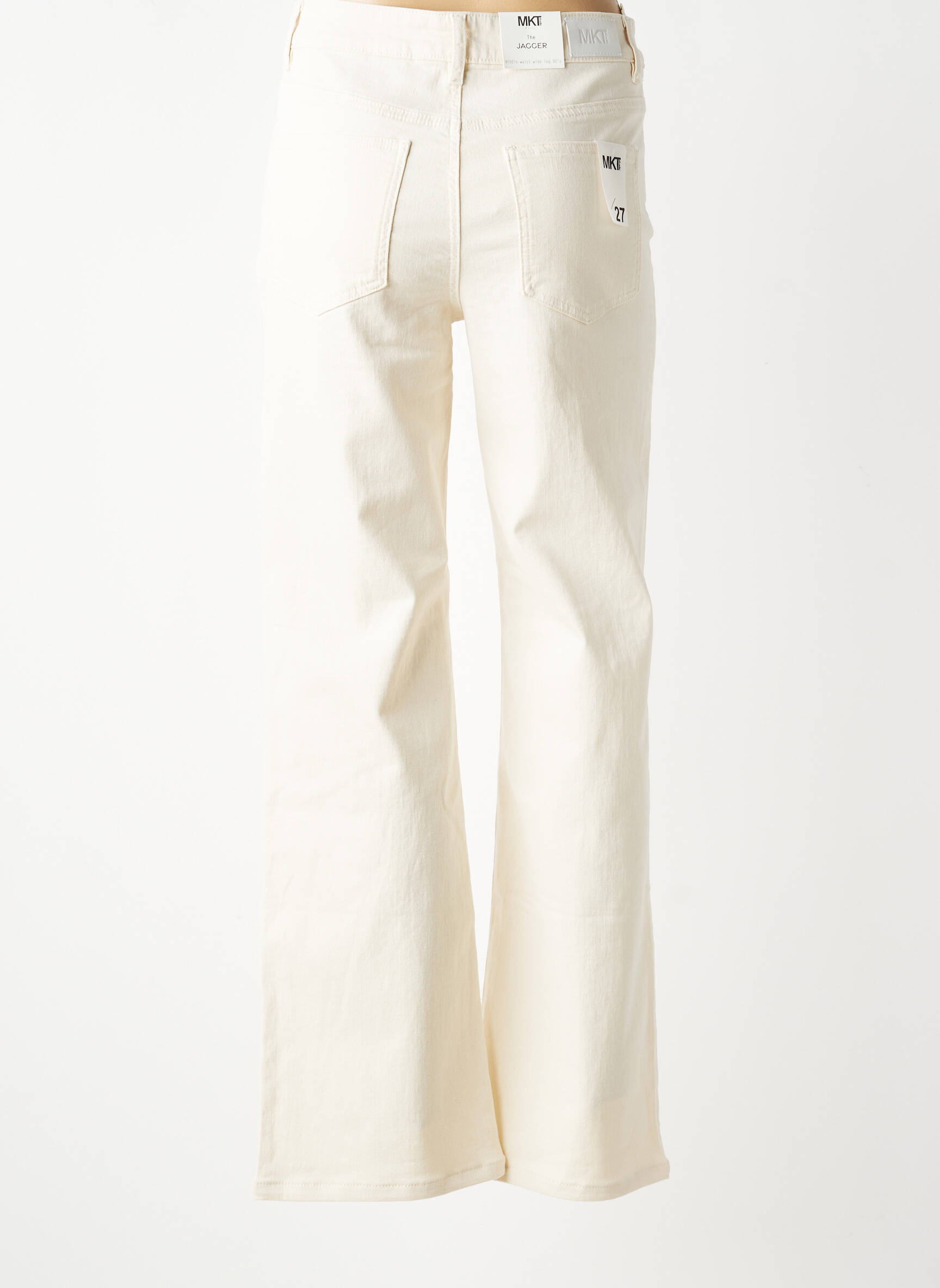Jeans coupe large stretch taille haute beige MKT STUDIO femme