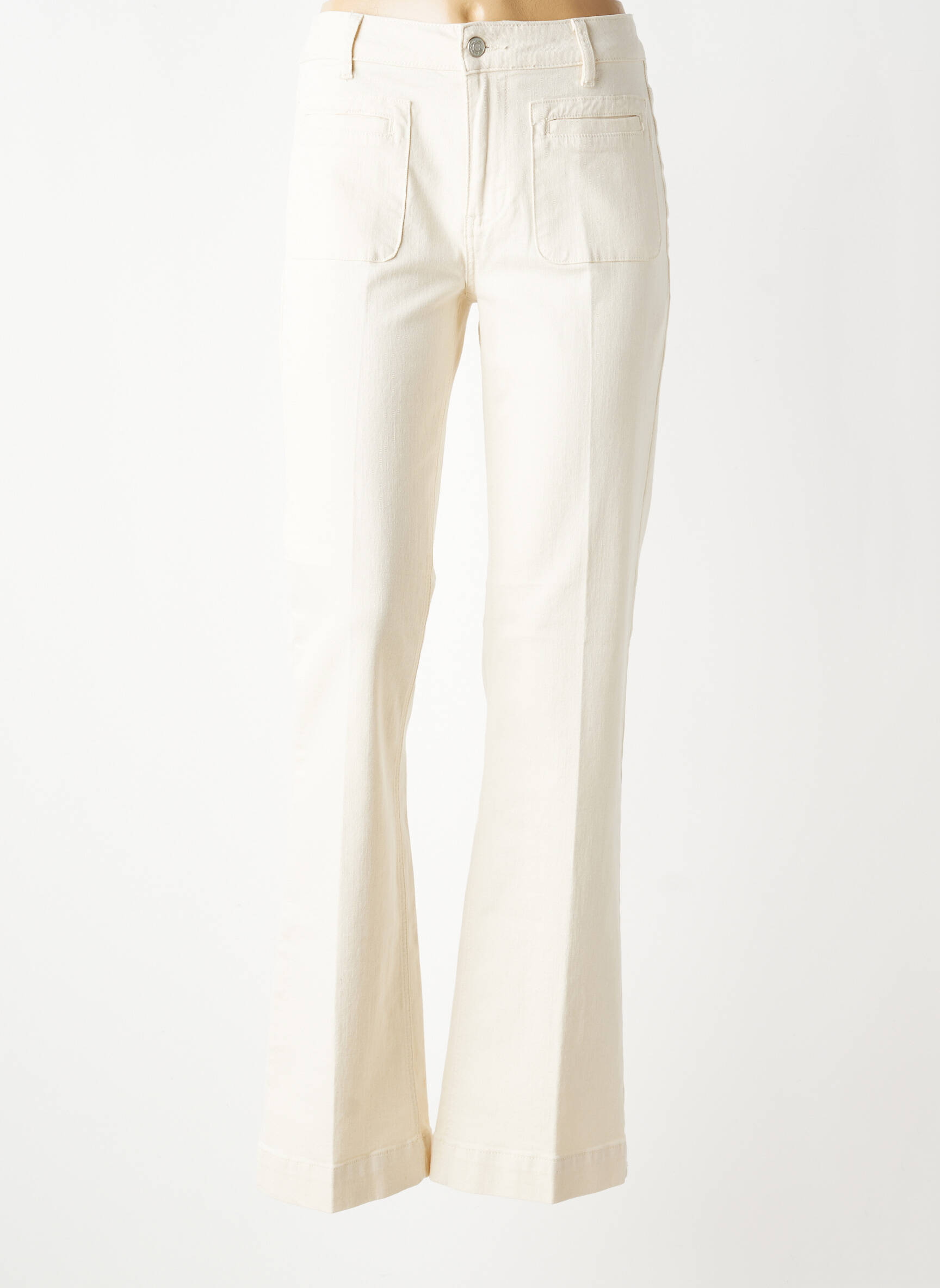 Jean coupe flare taille haute taille haute beige MKT STUDIO femme