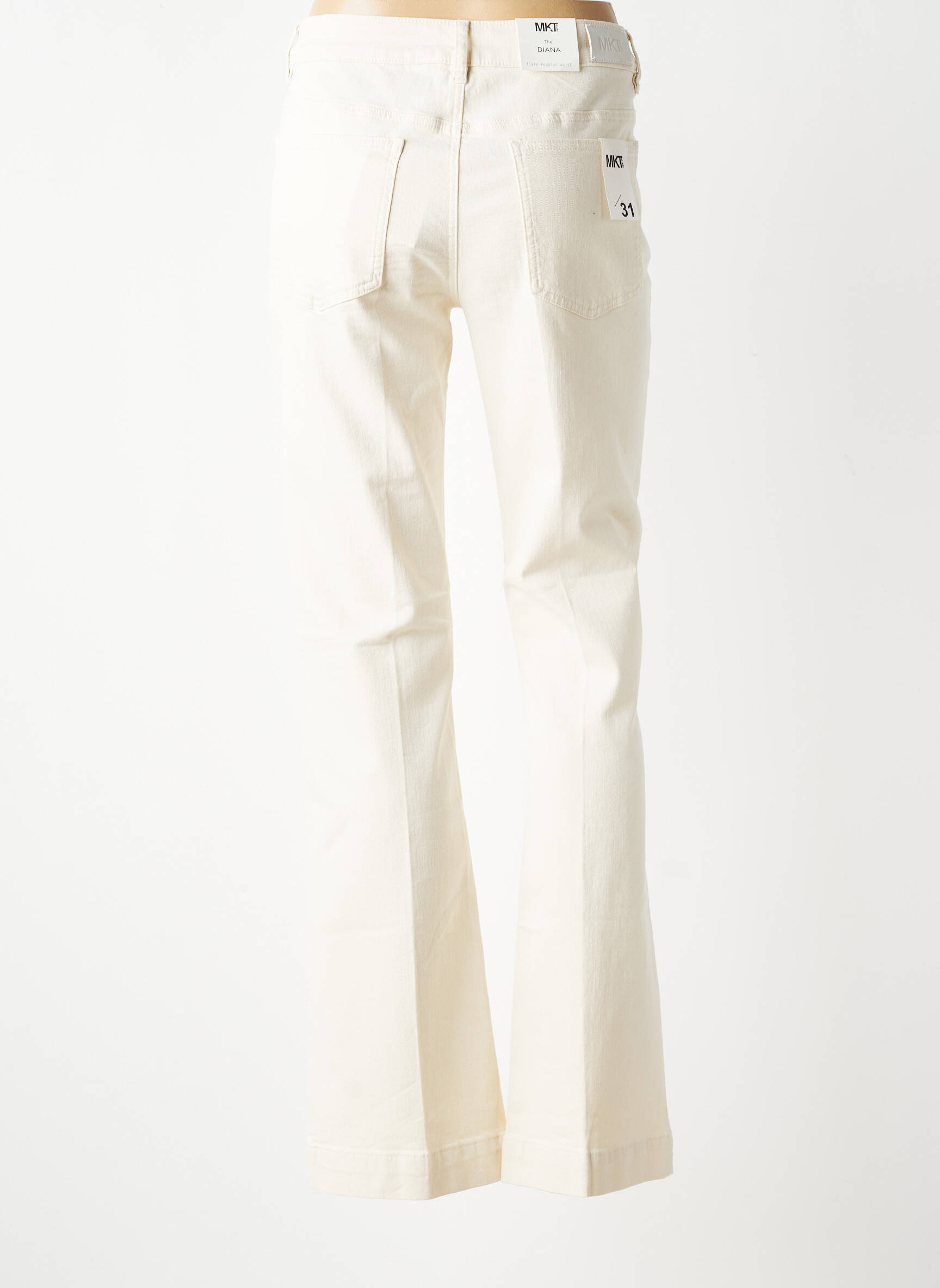 Jean coupe flare taille haute taille haute beige MKT STUDIO femme