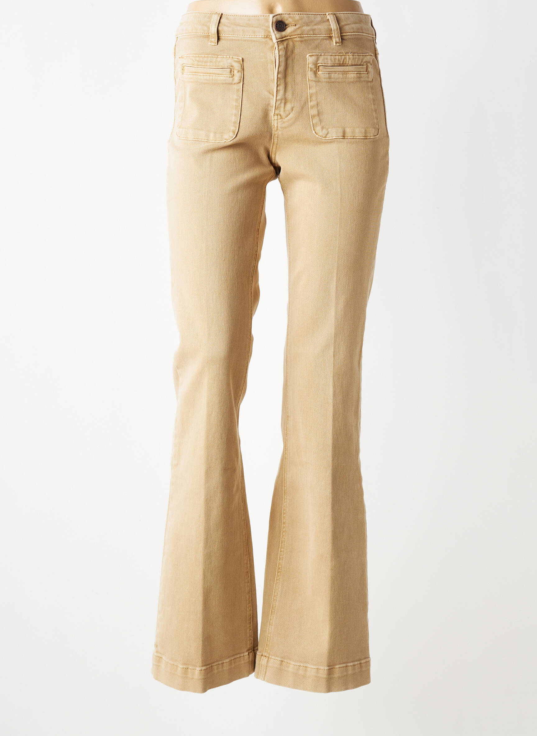 Jean coupe flare taille haute taille haute beige fonce MKT STUDIO femme