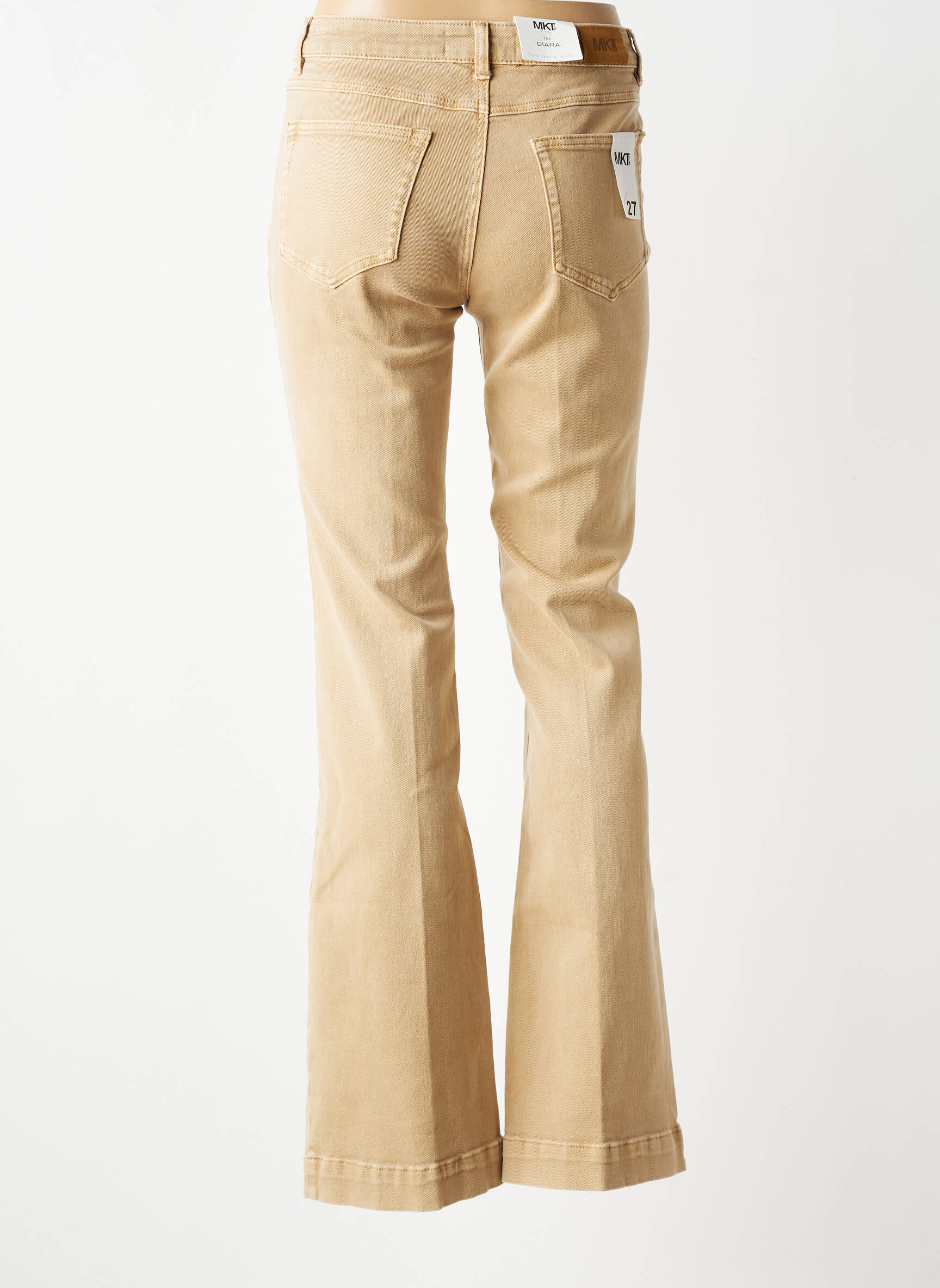 Jean coupe flare taille haute taille haute beige fonce MKT STUDIO femme