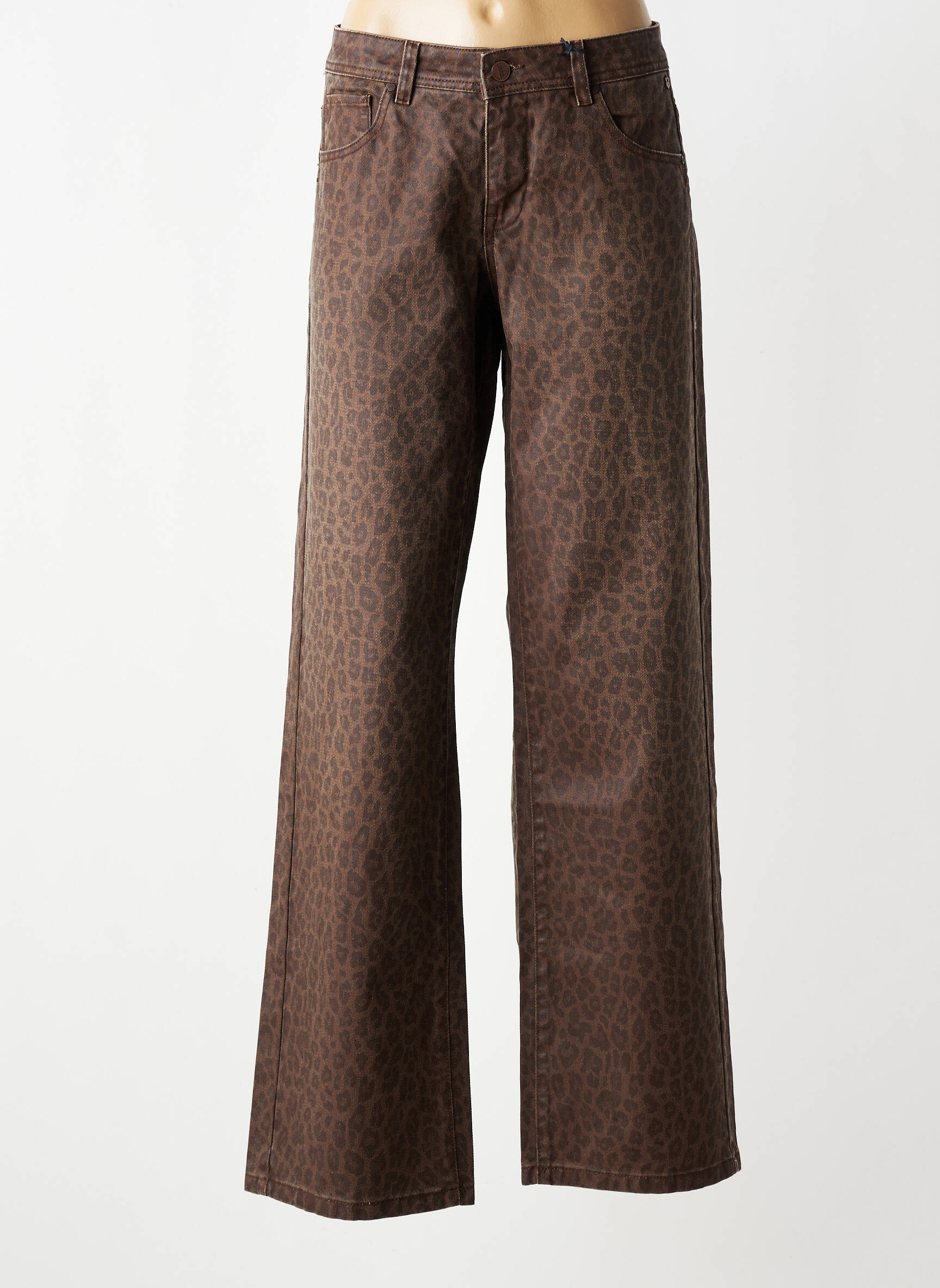 Jeans coupe large stretch taille normale marron FREEMAN T.PORTER femme