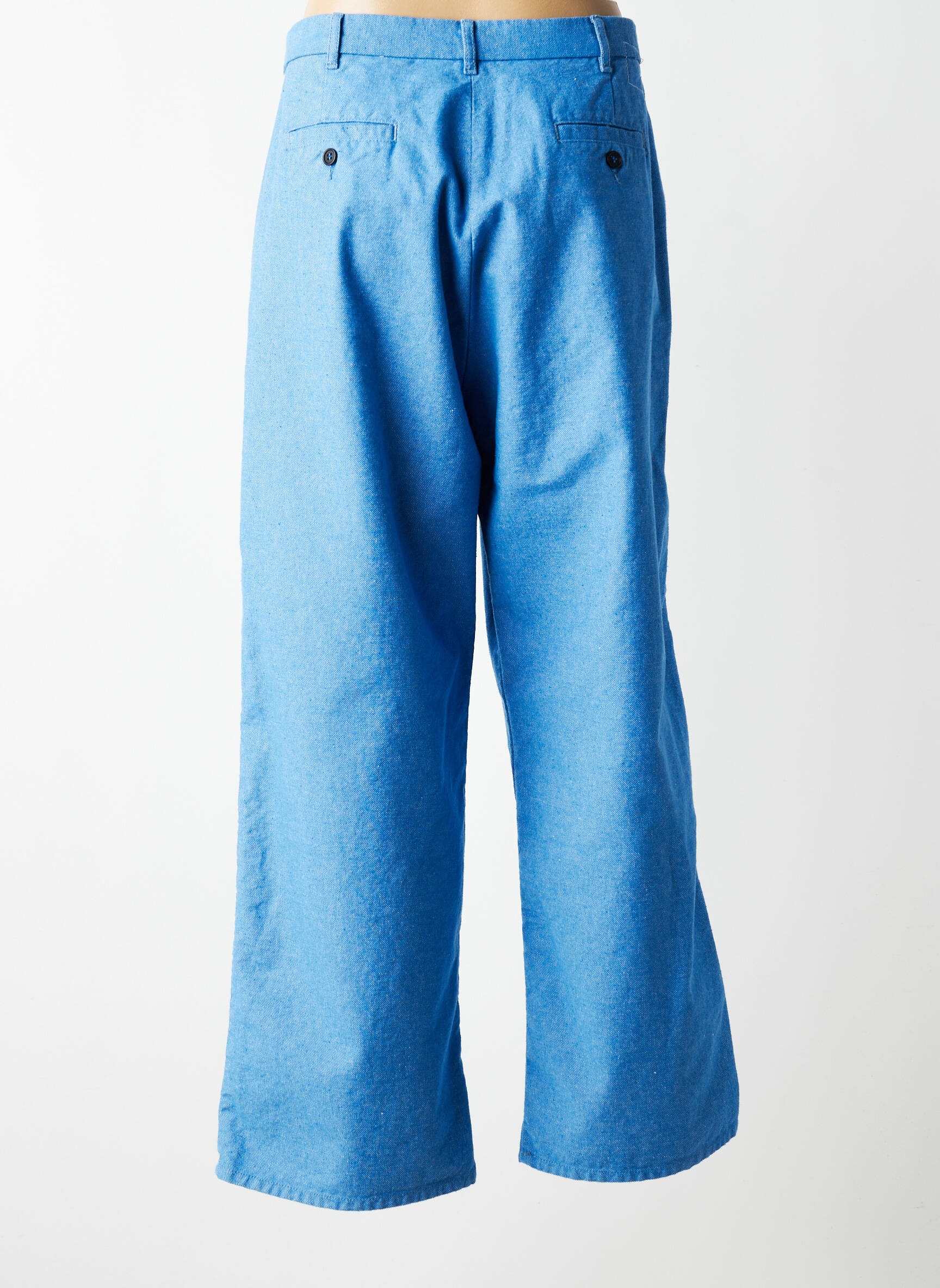 Pantalon droit taille à pinces taille normale bleu LEON & HARPER femme