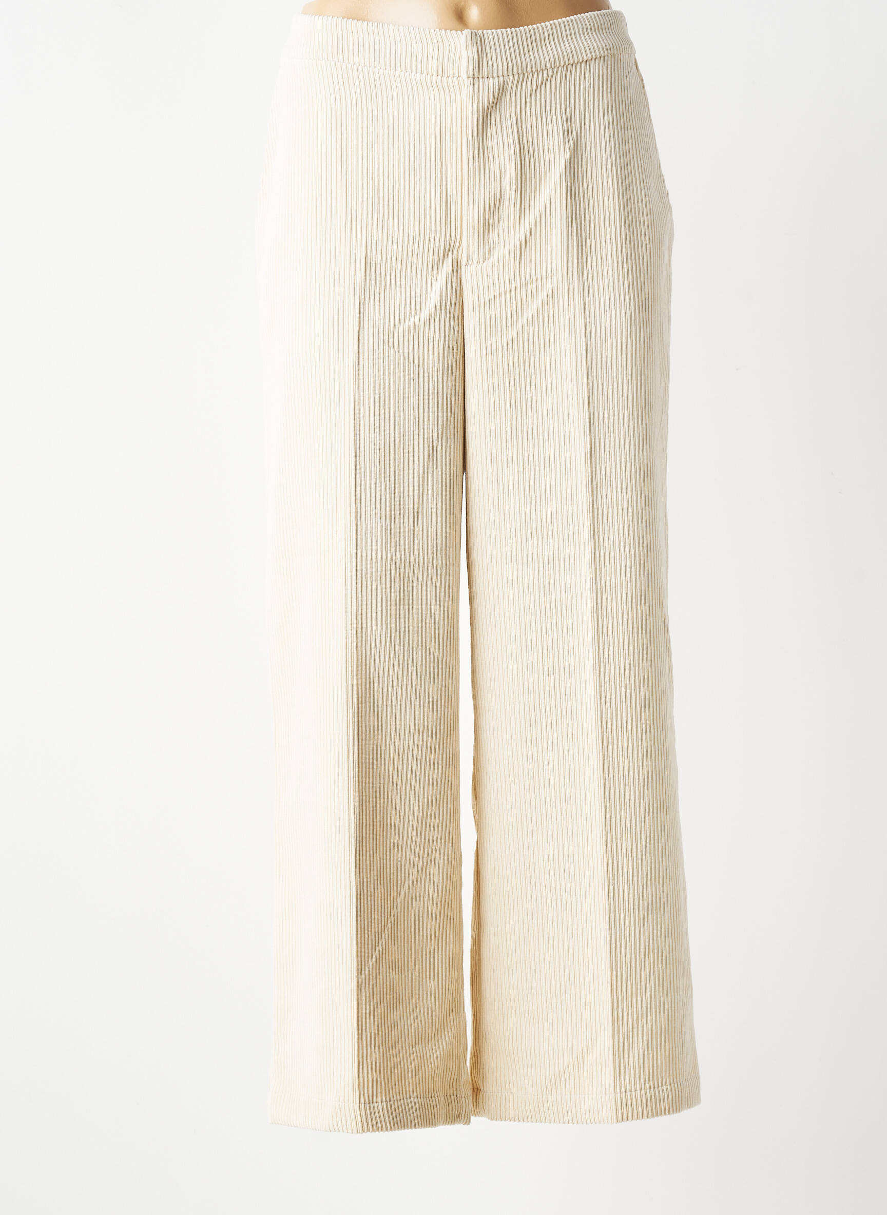Pantalon large fermeture zippée sous rabat avec crochet taille normale beige MKT STUDIO femme
