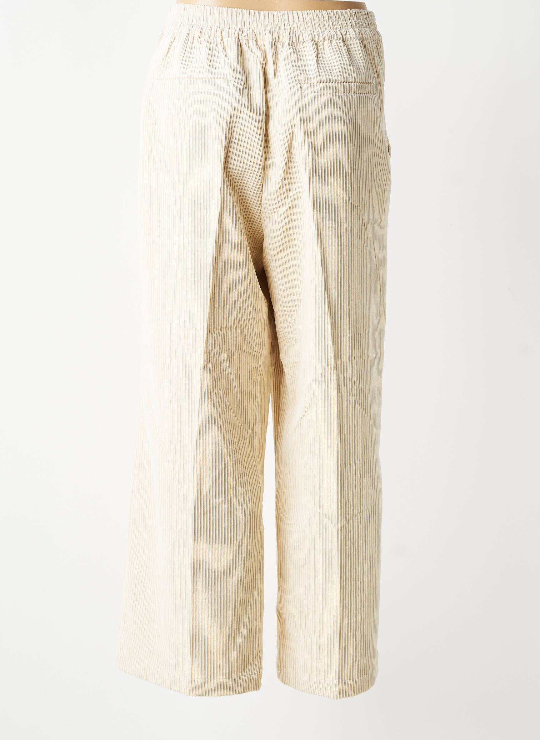 Pantalon large fermeture zippée sous rabat avec crochet taille normale beige MKT STUDIO femme