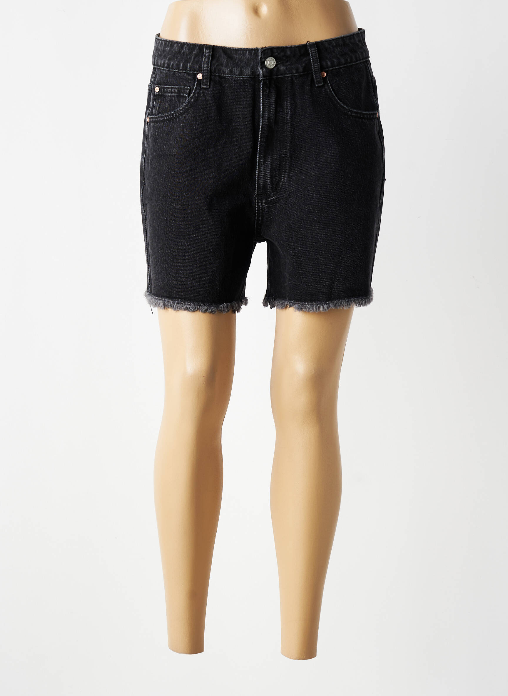 Short tissage denim taille haute noir MKT STUDIO femme