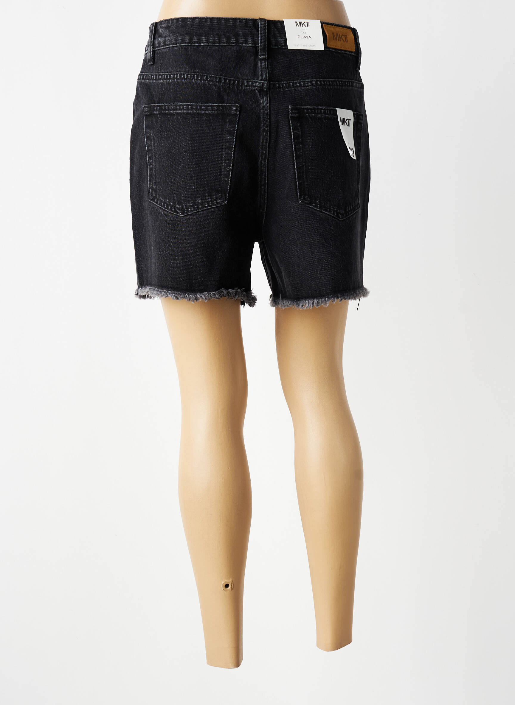 Short tissage denim taille haute noir MKT STUDIO femme
