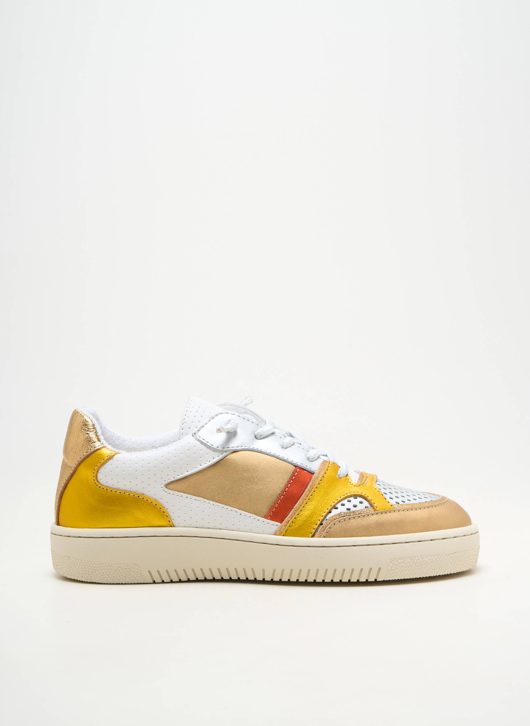 Baskets matière lisse talon plat jusqu'à 3cm jaune REGARD femme