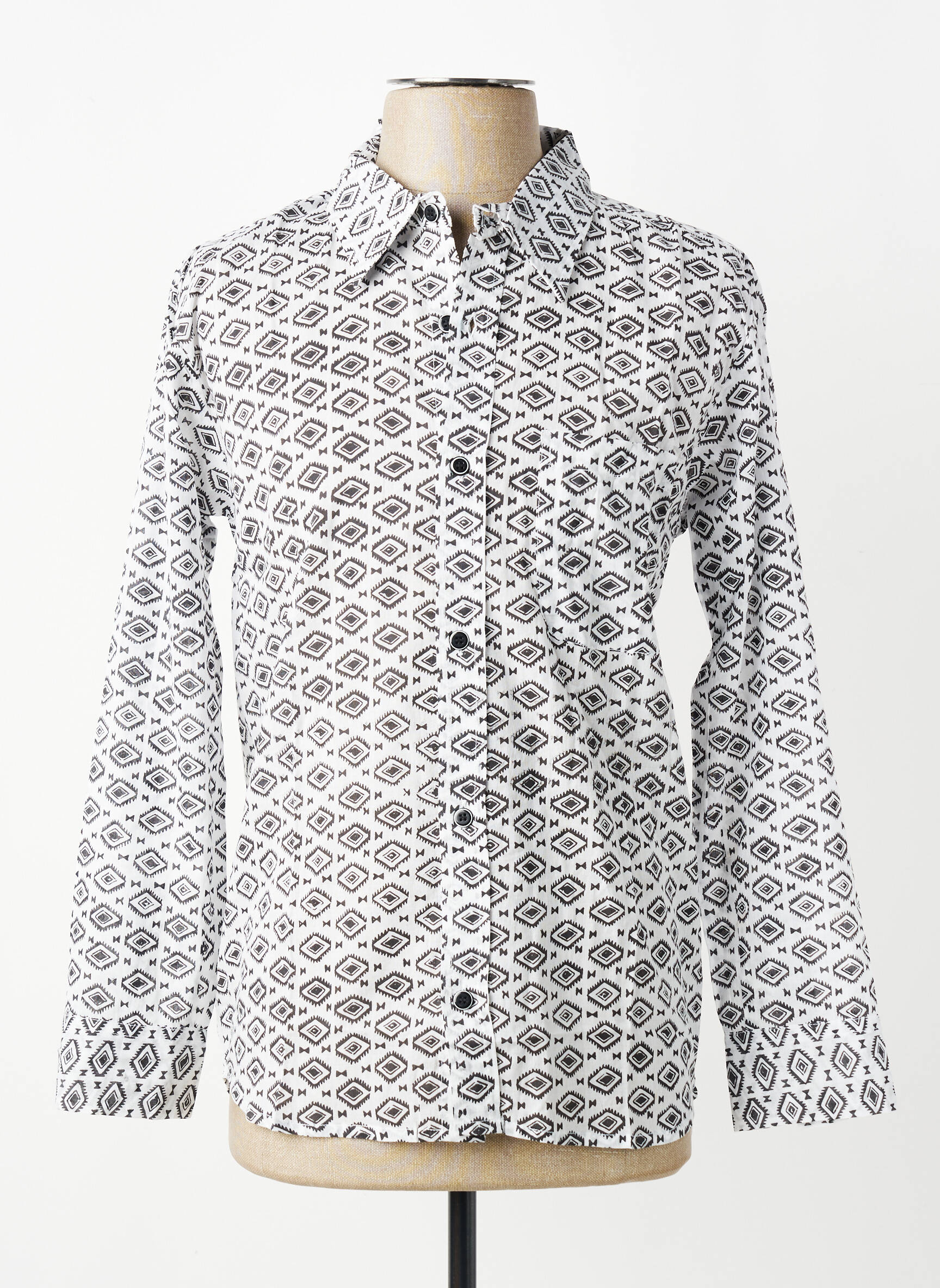 Chemise manches longues imprimé fantaisie blanc BAMBOO'S homme